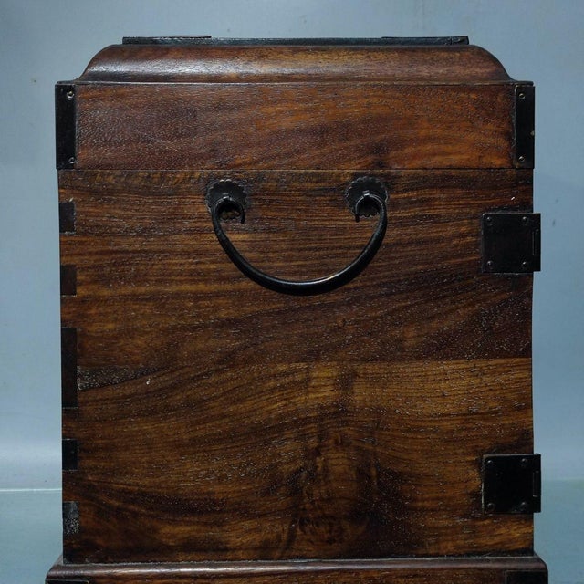 An exceptional and highly collectible antique Chinese "Official's Chest" (Guan Xiang), meticulously crafted from heavy,...