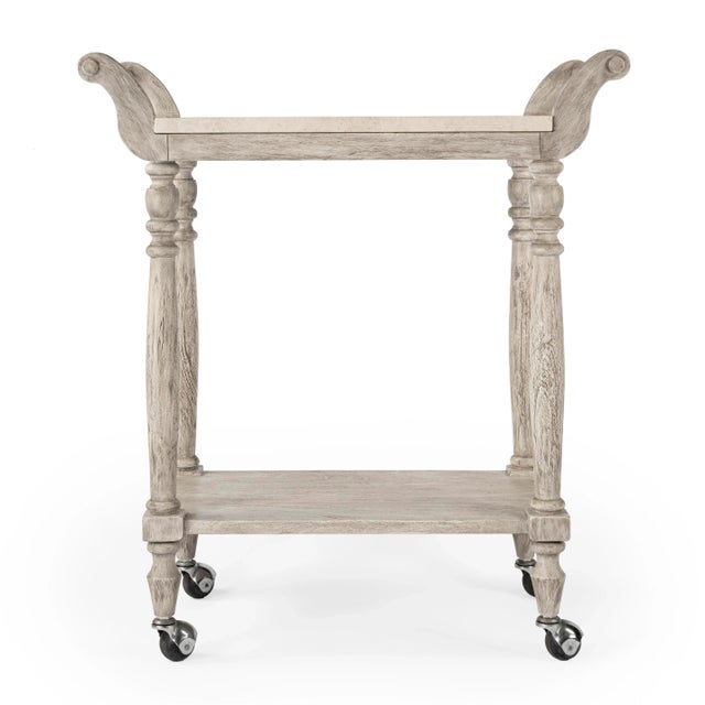 Transitional Danielle Marble Bar Cart, Gray For Sale - Image 3 of 7