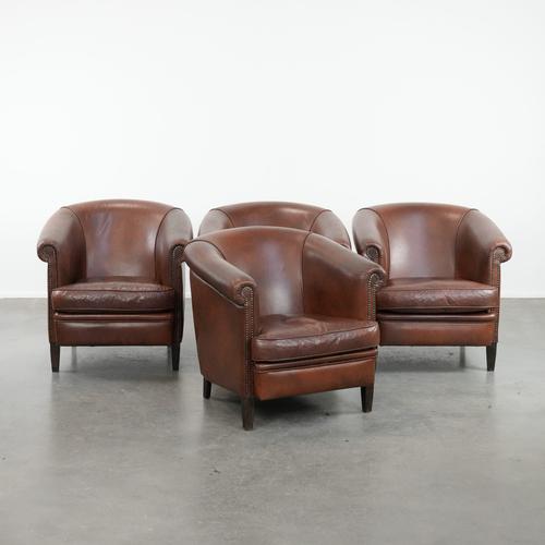 Club Chairs in Cowhide Leather, Set of 4 For Sale - Image 15 of 15