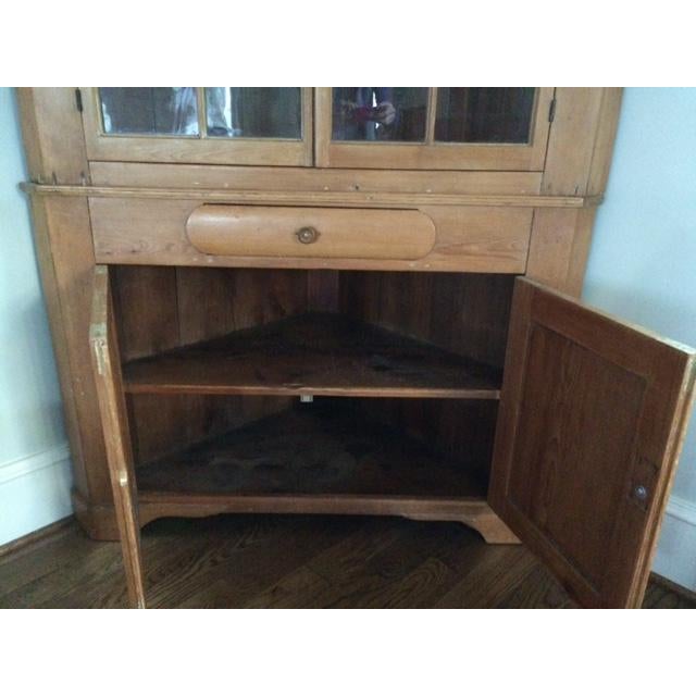 early to mid 1800's early american antique pine corner cupboard Antique American Pine 2-Part Country Corner Cabinet |...