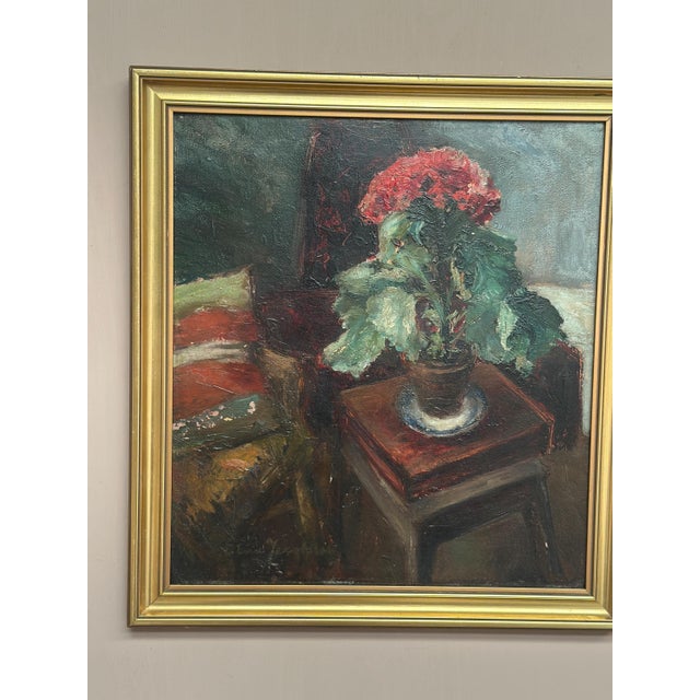 Elna Jacobsson, Cineraria in a Pot, 1960s, Oil Painting on Panel, Framed For Sale - Image 12 of 18