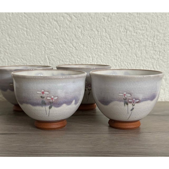 Hagi Ware Yunomi Tea Cups by Yuka Matsuo, Set of 4 For Sale - Image 4 of 6