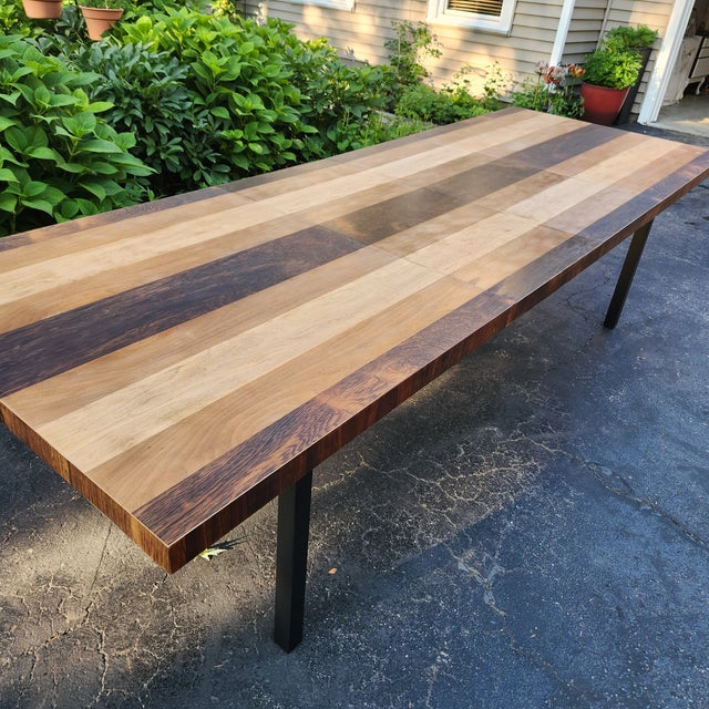 Wood Milo Baughman Mixed Wood Dinning Table For Sale - Image 7 of 12
