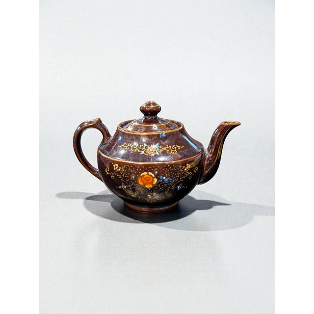 Japanese Vintage Japanese Moriage Hand Painted Redware Teapot For Sale - Image 3 of 6