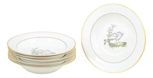 20th Century Large Deep Plates with Bird Motifs from Royal Copenhagen, Set of 6