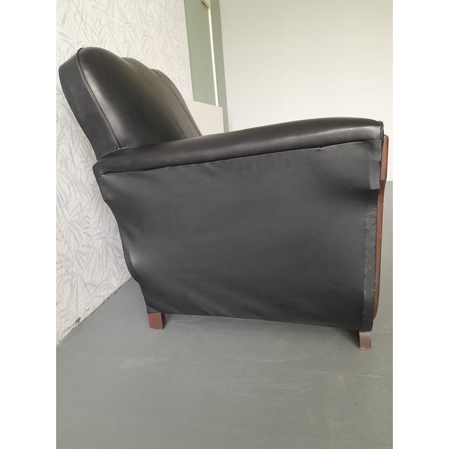 Black Art Deco Club Chair in Black Leather and Wood, France, 1920s-1940s For Sale - Image 8 of 10
