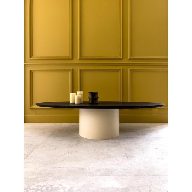 Contemporary Low Basse Oval Wood Top Table by Laurence Du Tilly For Sale - Image 3 of 15