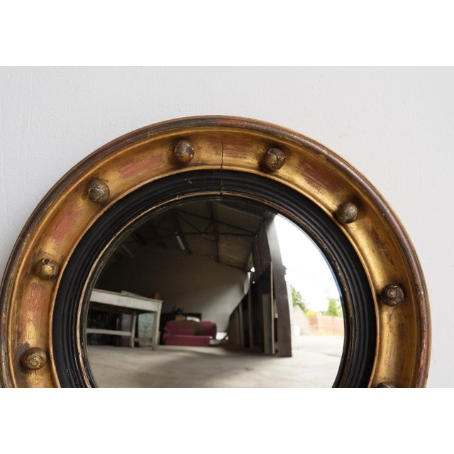 Wood Antique Regency Gilt Convex Wall Mirror, Early 19Th Century For Sale - Image 7 of 9