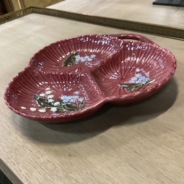 Mid 20th Century Mid 20th Century Crimson Majolica Platter For Sale - Image 5 of 11