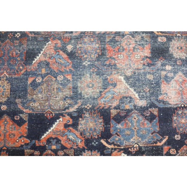 Worn Early 20th Century Afshar Rug - 4'6" x 5'6" For Sale In New York - Image 6 of 10