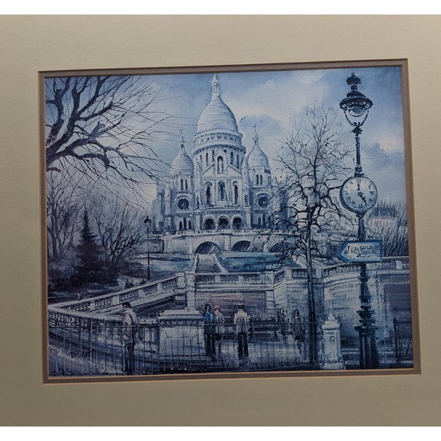 Late 20th Century Jean-Pierre Brunet Sacré-Cœur Montmartre Blue Monochrome Framed Paris Print For Sale - Image 9 of 13