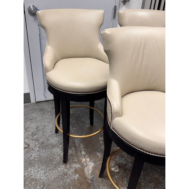 2010s Century Furniture Leather Bar Stools, Set of Five For Sale - Image 5 of 14
