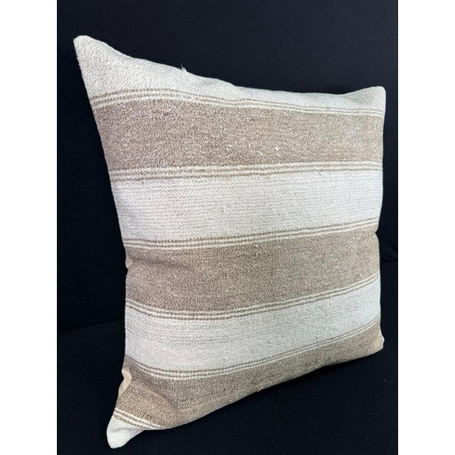 Contemporary Turkish Hemp Pillow Cushion Natural Beige Brown Pillow Cushion Cover 24x24 For Sale - Image 3 of 4