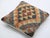 Tribal Arteverk Handwoven Afghan Kilim Pillow — Blue & Terracotta Diamond Grid For Sale - Image 3 of 3