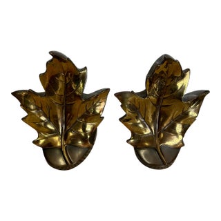 1980s Pmc Bronze Maple Leaf Bookends - a Pair For Sale