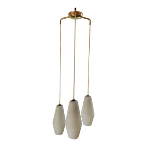 Mid Century Modern Designer Three Drop Shades Chandelier