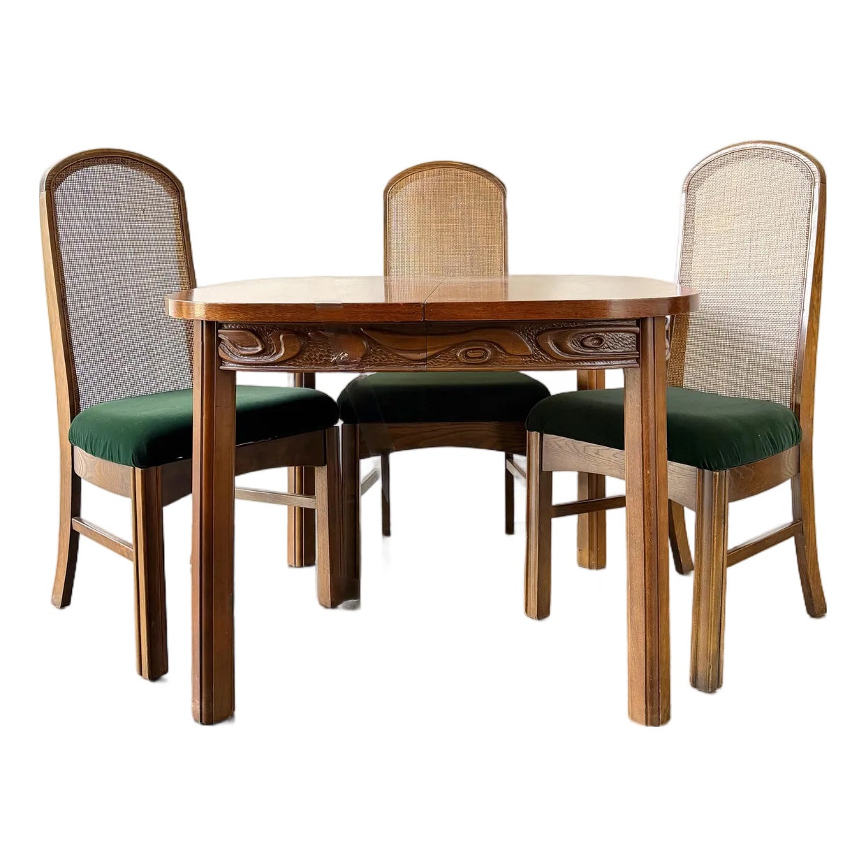 1970s Pulaski Oceanic Witco Style Round Dining Table and Three Chairs ...