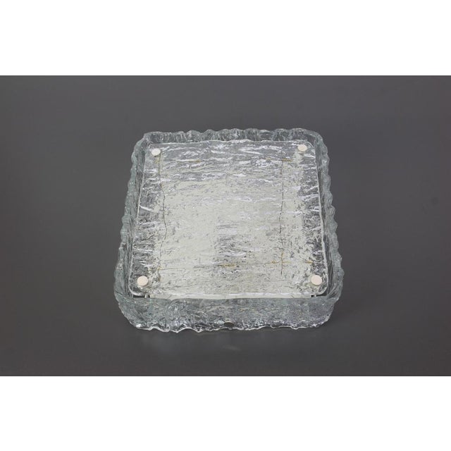 1970s German Square Murano Ice Glass Flush Mount from Kaiser, 1970s For Sale - Image 5 of 7