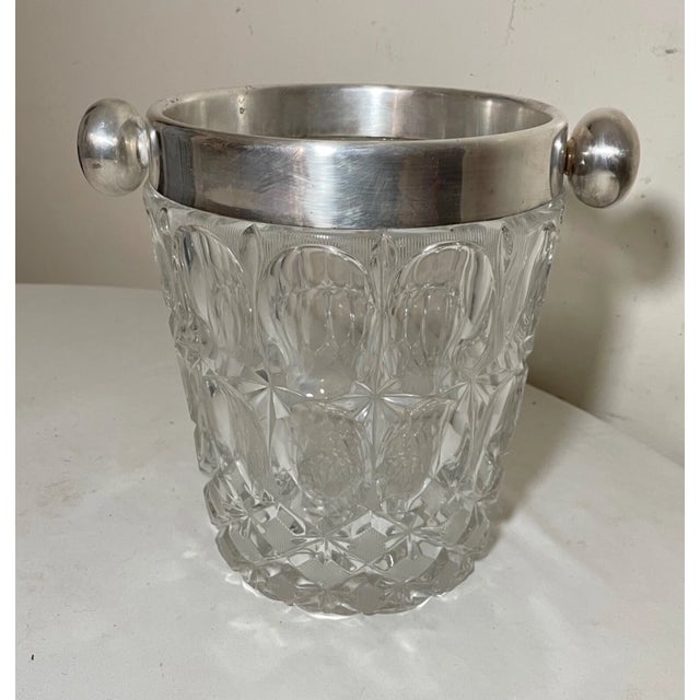 Large Antique Silverplate Cut Crystal Glass Champagne Wine Chiller Ice Bucket For Sale In New York - Image 6 of 12