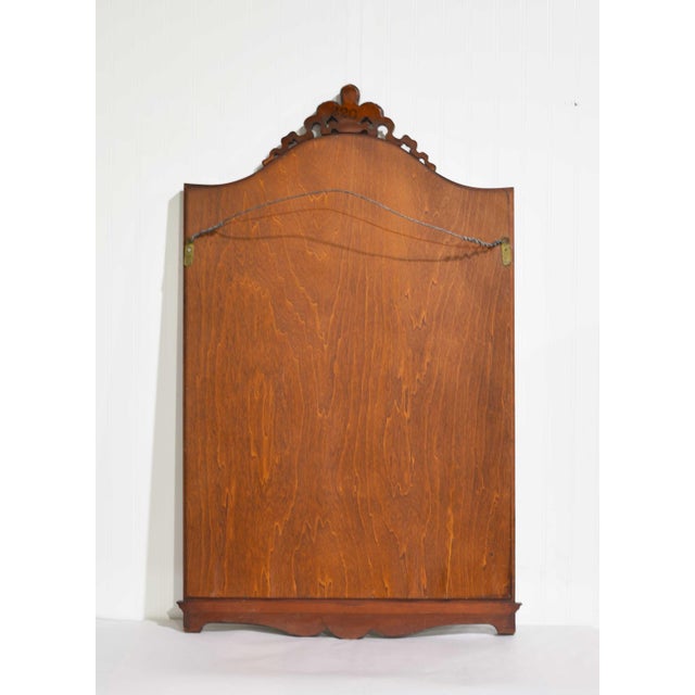 Mid Century Mahogany Wall Mirror With Floral Pediment For Sale - Image 9 of 10
