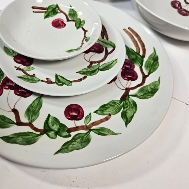 Handpainted Cherry China- Set of Thirty-Two For Sale - Image 9 of 18