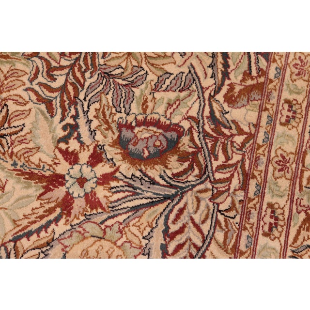 Shabby Chic Floral 1990's Pak-Persian Beige/Gold Wool Rug - 6'3'' X 9'1'' For Sale - Image 4 of 9