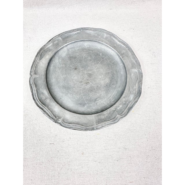 Vintage Italian Pewter Charger Plate- A Pair For Sale - Image 4 of 6
