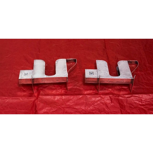 Art Deco A Pair of 1920s Vintage Etched Sterling Silver Holders Bookends Signed With B For Sale - Image 3 of 16