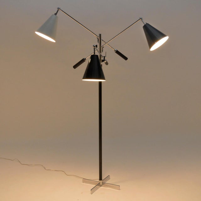 Mid-Century Modern Italian Triennale Three-Arm Floor Lamp with X Base For Sale - Image 3 of 10
