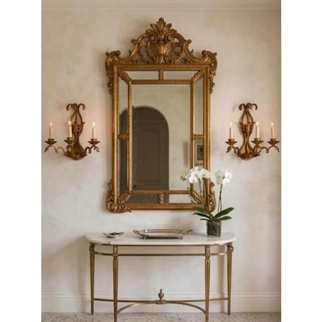 Pair of Vintage Hollywood Regency Gilt Metal 3-Light Sconces For Sale - Image 12 of 12