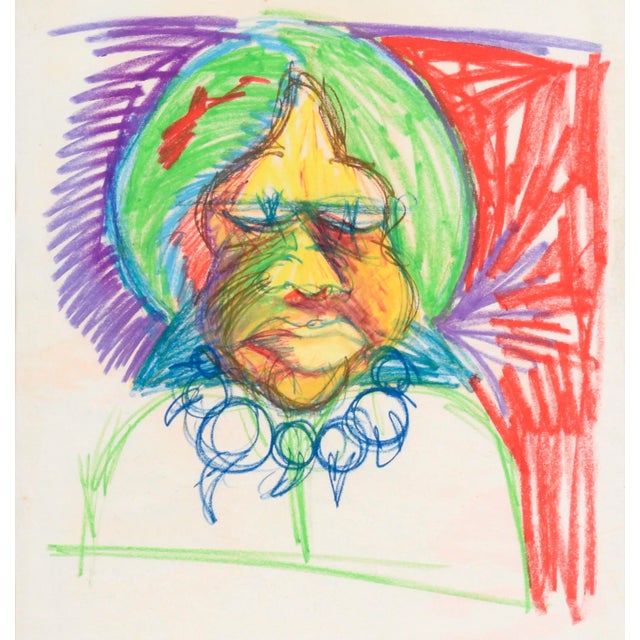 Abstract Grandmother With Her Necklace - Portrait in Pastel on Paper by Michael William Eggleston For Sale - Image 3 of 3