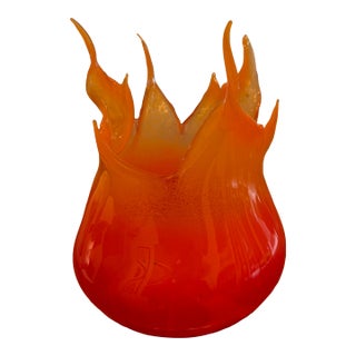 2004 Cohn-Stone Studios Red and Orange Flame Art Glass Vessel For Sale