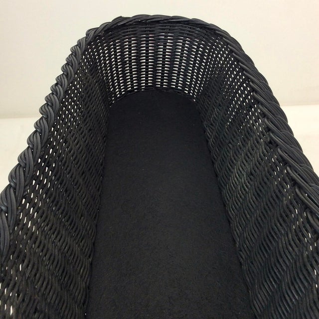 Black Brass & Wicker Jardiniere attributed to Jacques Adnet, France, 1960s For Sale - Image 8 of 18