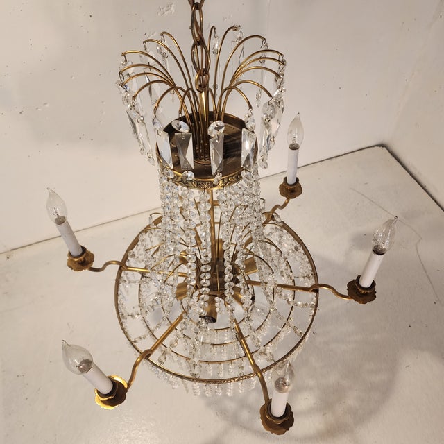 French French Empire Chandelier Crystal & Brass Gilt 12-Light For Sale - Image 3 of 6