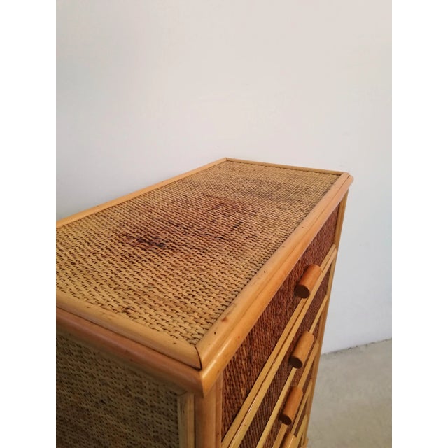 Small Bamboo & Rattan Chest of Drawers, 1970s For Sale - Image 6 of 14