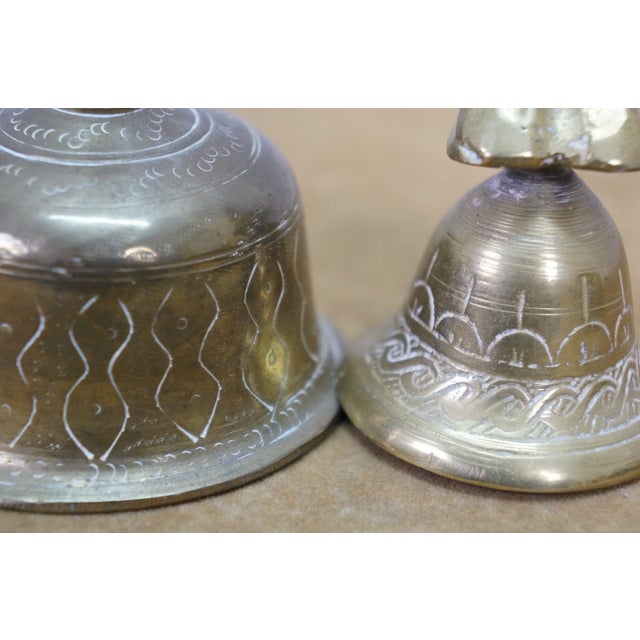 6 Brass Bells Japanese Suzu Temple Indian Hanuman Monkey Elephant Claw For Sale - Image 12 of 13