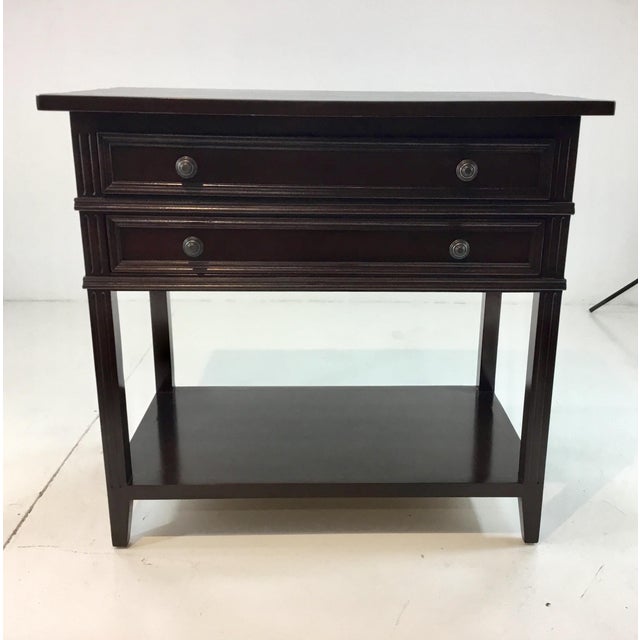 Duralee Co Dark Wood Two Drawer Transitional Side Table
