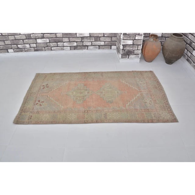 Handmade wool carpet in Turkish Anatolia , Vintage Oushak Rug,Turkish Vintage Anatolian Rug, Handmade wool Rug . One Of...