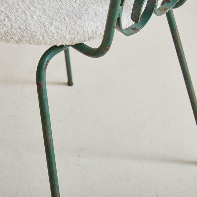 Grenada' Wrought Iron + Ivory Boucle Accent Chair Attributed to Arthur Umanoff For Sale - Image 9 of 12
