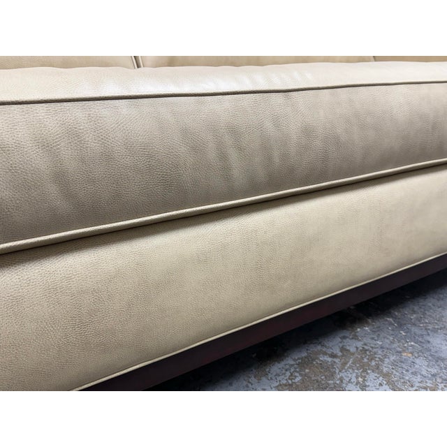 Queen Size Mid-Century Modern Vegan Leather Tufted Sleeper Sofa For Sale - Image 11 of 12