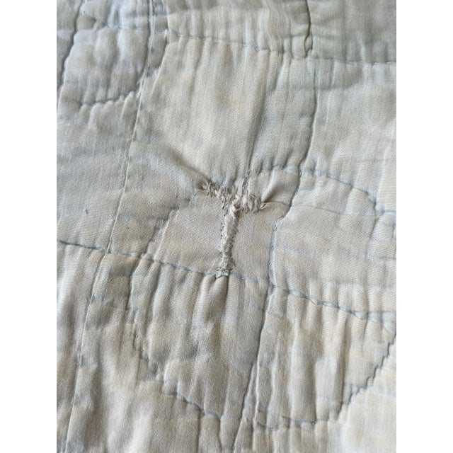 Vintage Teal + Soft Yellow Cotton Drunkard's Path Circle Quilt, Circa 1930s-40s For Sale - Image 16 of 18