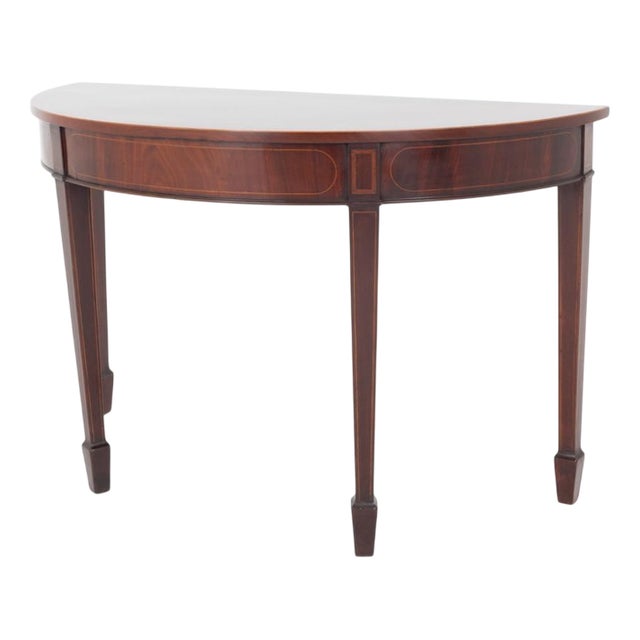 Sheraton Console Table Demi Lune in Mahogany, 1880 For Sale