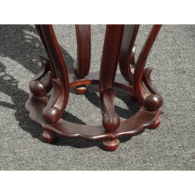 Vintage 20th Century Chinese Carved Wooden Side Table Plant Stand For Sale - Image 13 of 15