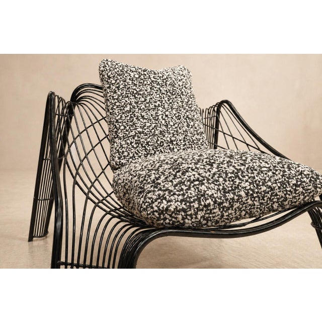 Pair of Organic-Shaped Iron Armchairs With Bouclé Upholstery, Brazil, 1950s For Sale - Image 9 of 18
