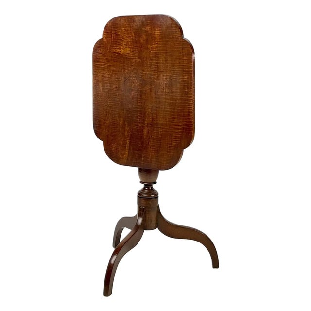 Antique Tiger Maple Tilt-Top Candle Stand For Sale