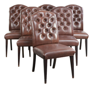 Chesterfield Dining Chairs in Cowhide Leather, Set of 6