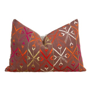 Jalandhar Jewel, Antique Phulkari Lumbar Pillow Cover For Sale