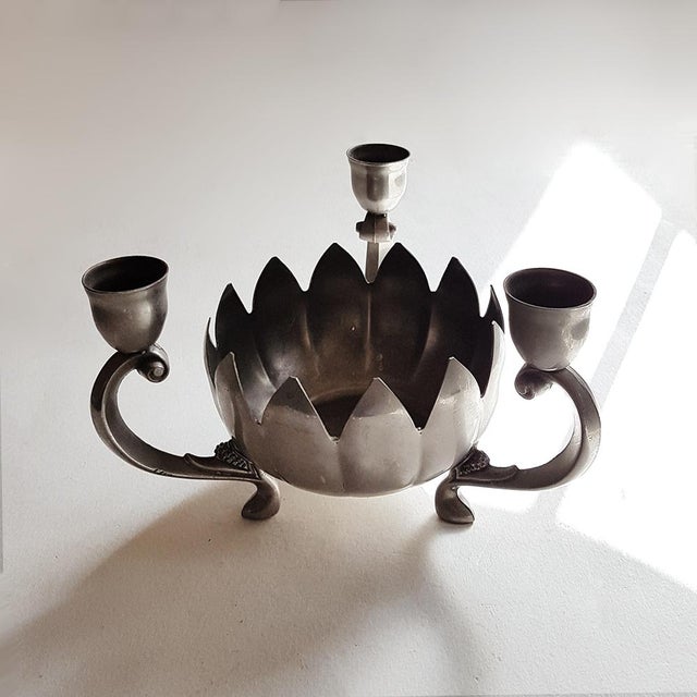 Mid-Century Modern Silver-Plated Candlestick with Scent Bowl For Sale - Image 3 of 8