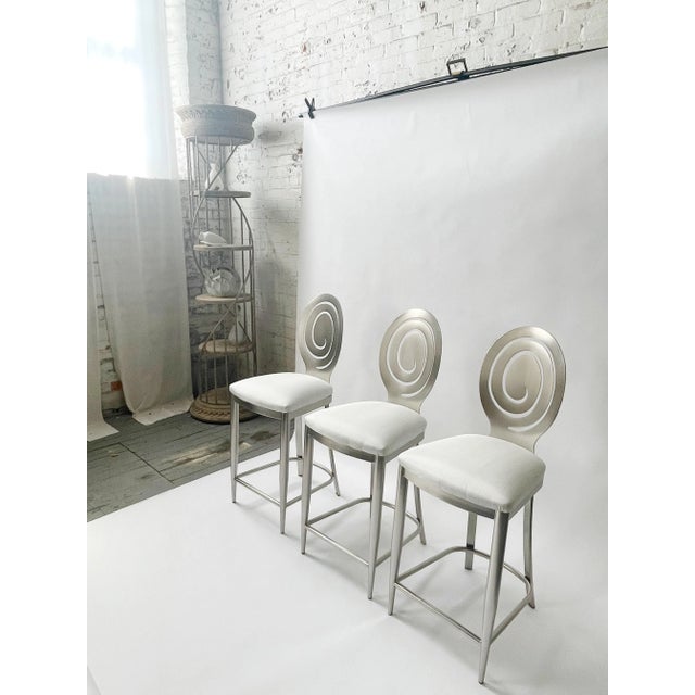 Metal Late 20th Century Spiral Counter Stools- Set of 3 For Sale - Image 7 of 7