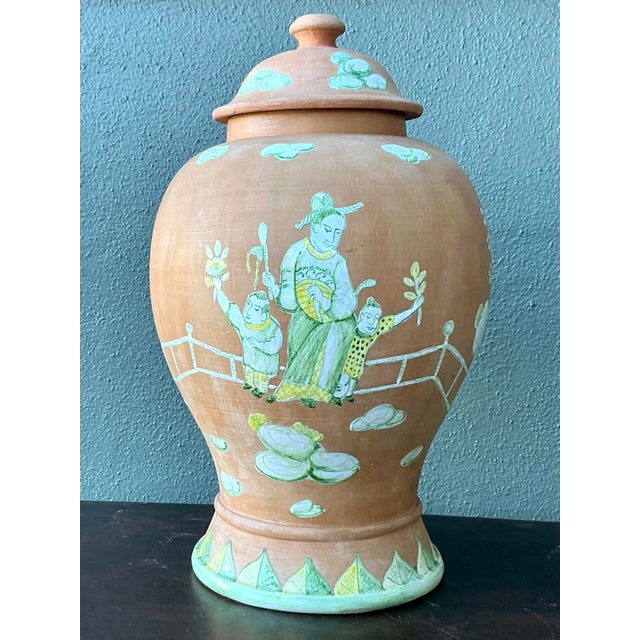 Vintage Regency Chinoiserie Lidded Urn For Sale - Image 11 of 12